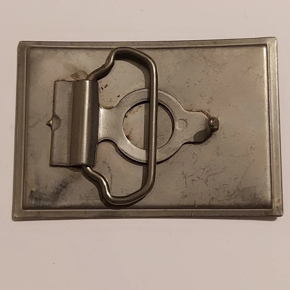 Vintage Metal 18 Wheeler Semi With Long Trailer Belt Buckle (Dented A Little)